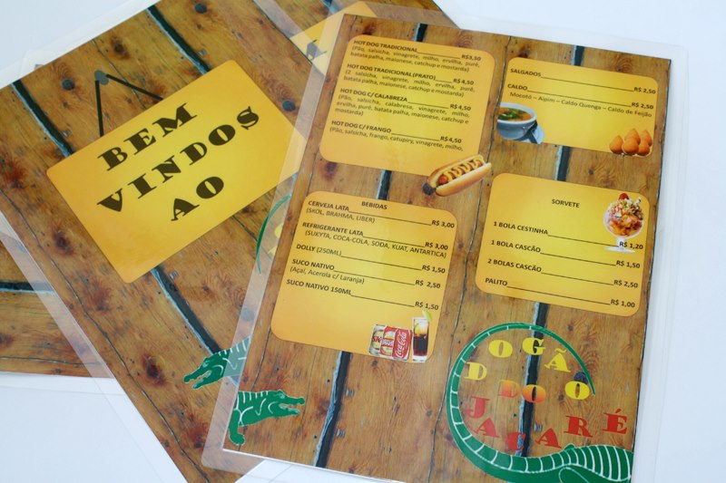 cardápios plastificados